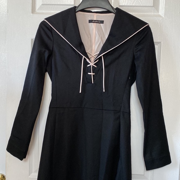 ULLA JOHNSON Black Wool Cashmere Sailor Nautical Dress - Picture 4 of 9